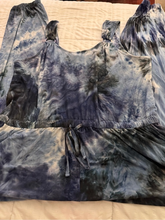 Derek Heart Pants - Derek Heart Navy & Light Blue Tie-Dye Knotted-Strap Jumpsuit